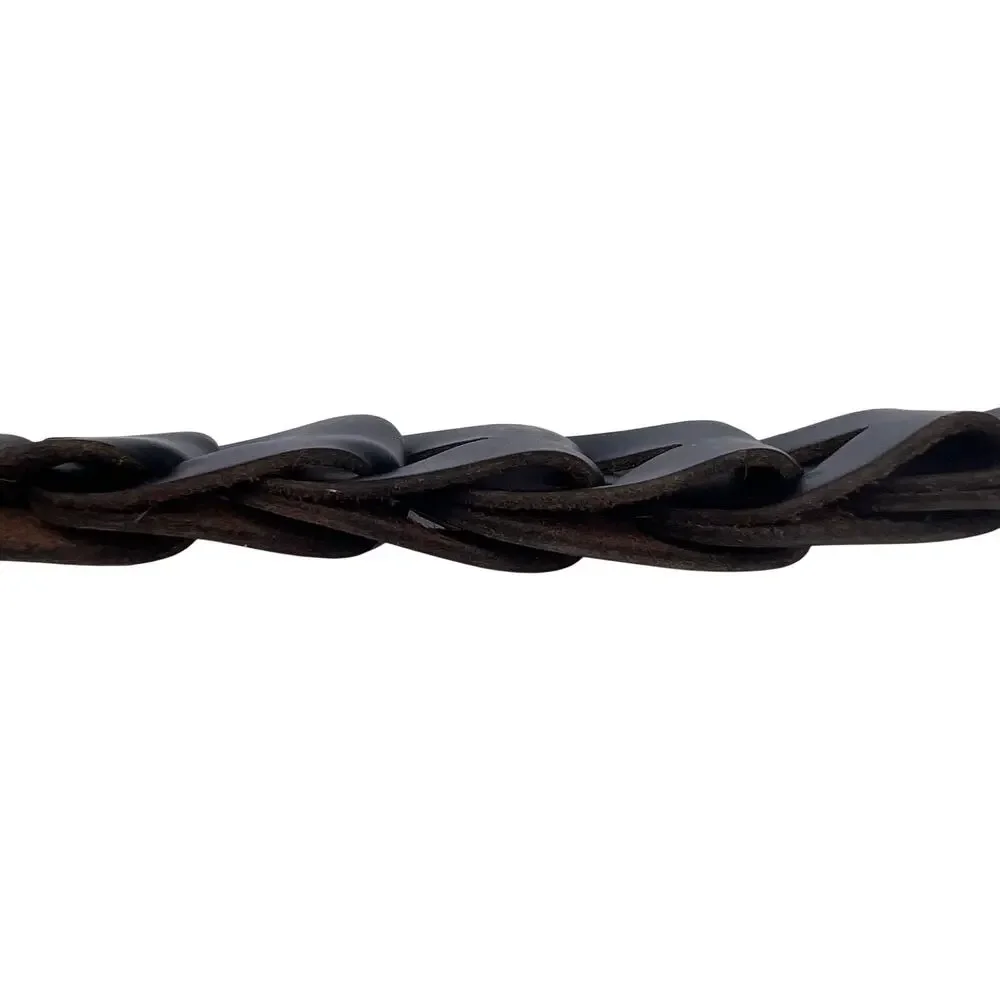 Diesel Black Braided Leather Belt Extra Long 58” Gunmetal Buckle Boho Punk